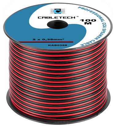 Изображение Akustiskais kabelis 2x0.35 mm²| CCA (Vara pārklājuma alumīnijs) | Spolē 100m | Cena par 1m