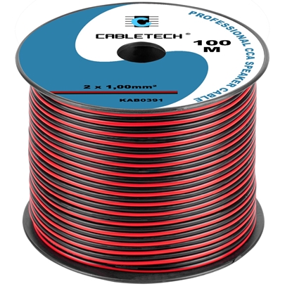 Изображение Akustiskais kabelis 2x1.0 mm²| CCA (Vara pārklājuma alumīnijs) | Spolē 100m | Cena par 1m