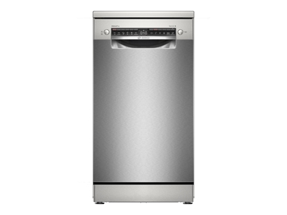 Attēls no Bosch Dishwasher | SPS4HMI13E | Free standing | Width 45 cm | Number of place settings 10 | Number of programs 6 | Energy efficiency class D | Display | AquaStop function | Brushed steel