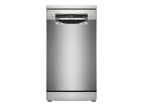 Picture of Bosch Dishwasher | SPS4HMI13E | Free standing | Width 45 cm | Number of place settings 10 | Number of programs 6 | Energy efficiency class D | Display | AquaStop function | Brushed steel