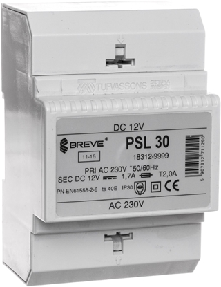 Picture of BREVE Zasilacz transformatorowy PSL 30 230VAC/12VDC 20W 1,7A (18312-9999)