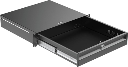 Picture of Caymon CAYMON RD220L/B Szuflada z zamkiem do szaf rack 19" 2U, wersja czarna
