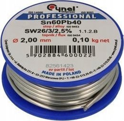 Attēls no Cynel Lutowiec z topnikiem CYNEL Sn60Pb40 SW26 2.00mm 100g