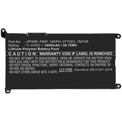 Attēls no CoreParts Laptop Battery for DELL 07T0D3  16DPH  7MT0R  JPFMR  P90F  YRDD6  VM732 5704174371762