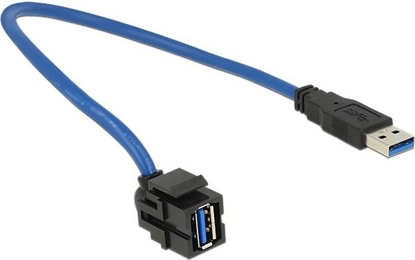 Picture of Delock Keystone Module USB 5 Gbps type-A female 250° to type-A male with 0.5 m cable black