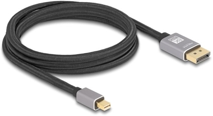 Picture of Delock Mini DisplayPort to DisplayPort cable 8K 60 Hz 2 m grey metal without latch