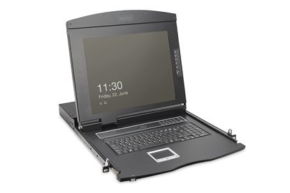 Attēls no Digitus Modular HD LCD KVM console with 19\" TFT, 8-port Cat. 5 KVM connection, touchpad, US keyboard layout