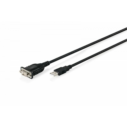 Изображение Digitus USB 2.0 to RS232 adapter cable  1.8 m  integrated FTDI FT232RNL chipset  Black  1.8 m  USB Type-A  DB-9  Male  Male (4016032505952)