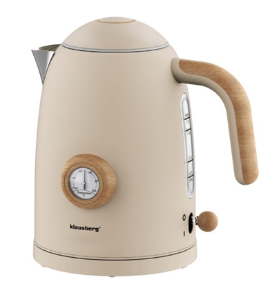 Изображение Electric kettle with thermometer, beige, retro, 2200W, 1.7 l, KB 9020, Klausberg