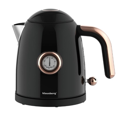Изображение Electric kettle with thermometer, stainless steel, black, 1.0l, 1200W, KB 9017, Klausberg