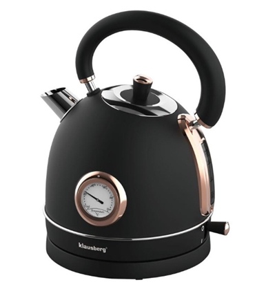 Изображение Electric kettle with thermometer, stainless steel, black/rose gold 1.8l, 2200W, KB 7905, Klausberg