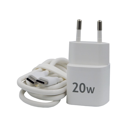 Picture of Evelatus FusionChage Wall Charger Bundle 20W Power Adapter - 60W USB-C to USB-C Silicone Cable White