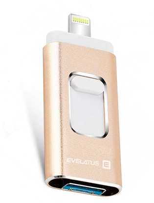 Attēls no Evelatus USB Flash to Lightning 32GB 3in1 (USB, iPhone and Micro) Gold