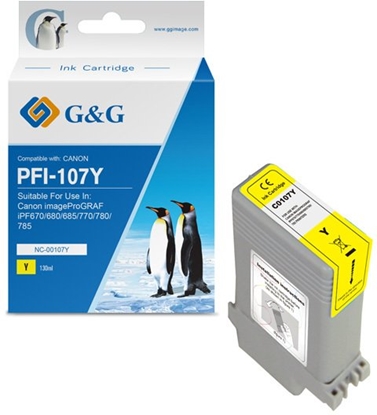 Picture of G&G kompatybilny ink / tusz z PFI107Y, NC-00107Y, 6708B001, yellow, 130ml