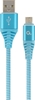 Изображение Gembird USB Male - Micro USB Male Premium cotton braided 1m Blue/White