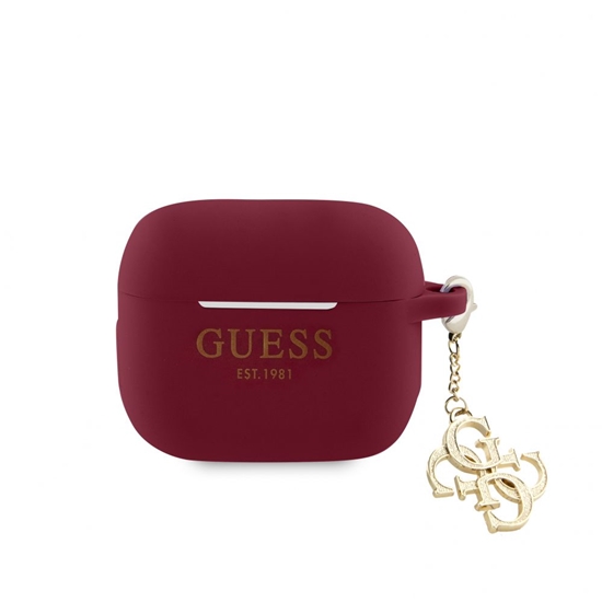 Picture of Guess - Airpods 3 Case Silicone Classic Logo Gold With 4G Charm Marengo