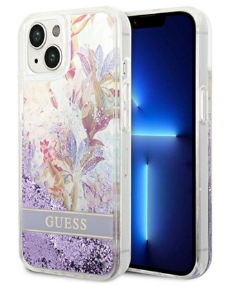 Изображение Guess Apple iPhone 14 6,1 hardcase Flower Liquid Glitter Purple
