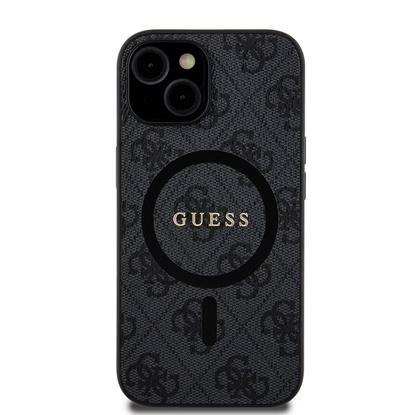 Attēls no Guess PU Leather 4G Colored Ring MagSafe Case for iPhone 15 / Black