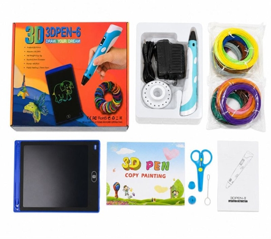 Picture of iLike Melt 3D Pen Kit Box Complete Set For 3D Printing Pen, 3D PEN-7-1 Set with Stencils 5m x 20 Colors Pink