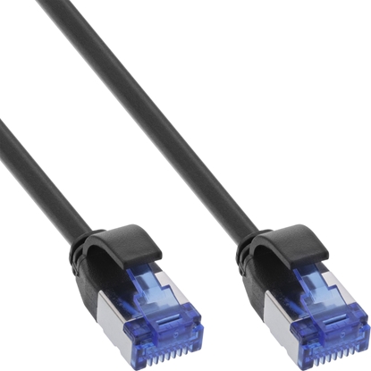 Изображение InLine InLine® Patch cable slim, Cat.6A, S/FTP, TPE (LSZH) flexible, PoE, black, 1m