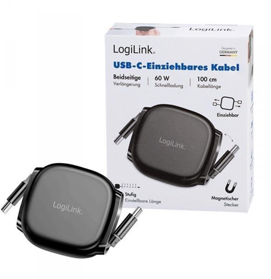 Picture of Kabel USB LogiLink LOGILINK CU0500 Kabel USB 2.0 typu C M do M zwijany 480 Mbs 60 W czarny 1m