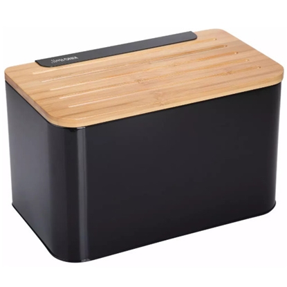 Picture of Kinghoff steel-bamboo bread bin, black, KH 1071