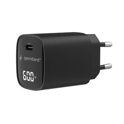 Picture of Lādētājs Gembird 60W USB Type-C fast charger with LCD Black