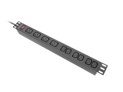 Изображение Listwa zasilająca rack PDU 19 cali 1U 16A 2M 4X C19 6X IEC C13 C20 czarna