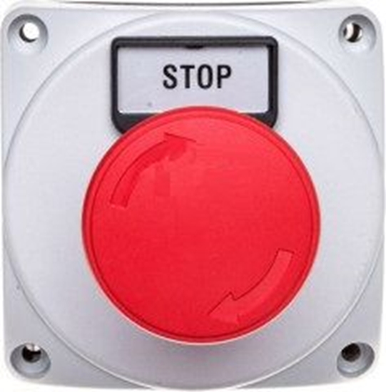 Picture of Lovato Electric Obudowa szara LPZ P1 A8 z przyciskiem LPCB6344 i etykiet STOP (LPZP1B802)