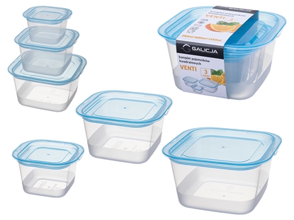 Изображение Lunch Box, 3 pieces, 260 ml / 680 ml / 1350 ml, 41168, 17.3 x 16 x 9.5, GALICJA