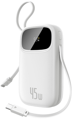 Attēls no Powerbank Baseus Powerbank Baseus EnerFill FC31 QPow3 20000mAh 45W z wywietlaczem cyfrowym z 2 wbudowanymi kablami USB-C - biay