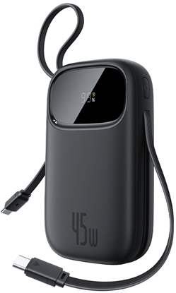 Attēls no Powerbank Baseus Powerbank Baseus EnerFill FC31 QPow3 20000mAh 45W z wywietlaczem cyfrowym z 2 wbudowanymi kablami USB-C - czarny
