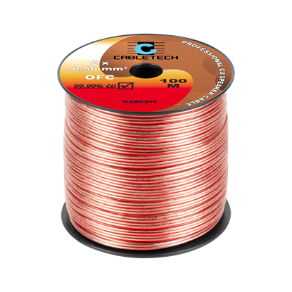 Изображение Profesionāls akustiskas (speaker) vads kabelis,varš, Sarkans+Melns, 2x0.50 mm2 | CABLET