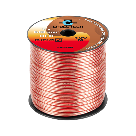 Picture of Profesionāls akustiskas (speaker) vads kabelis,varš, Sarkans+Melns, 2x0.50 mm2 | CABLET