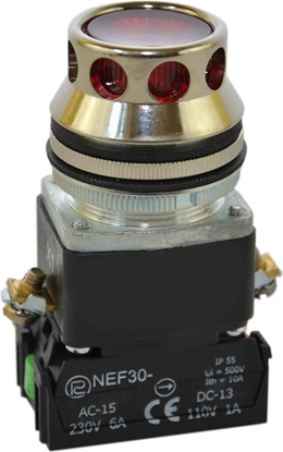 Picture of Promet Przycisk sterowniczy 30mm czerwony 1Z 1R z samopowrotem z podwietleniem (W0-NEF30-KL XY C)