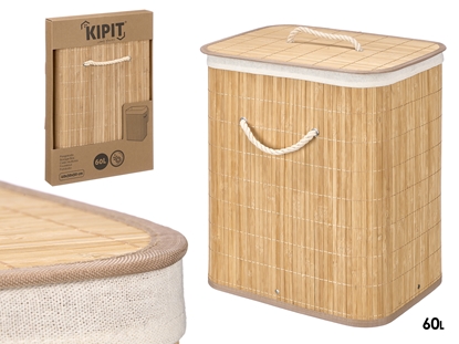 Изображение Rectangular natural bamboo basket, 60 L, 50×40×30 cm, 13070, Kipit
