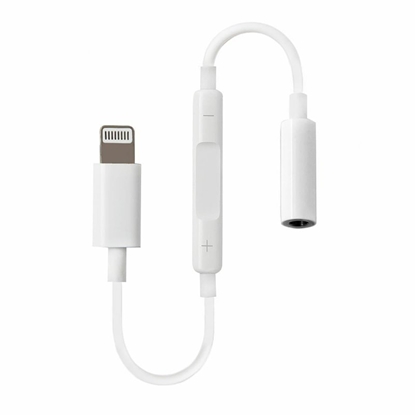 Attēls no RoGer Adapter 3.5 mm to Lightning Audio Adapter + Volume Control for Apple White