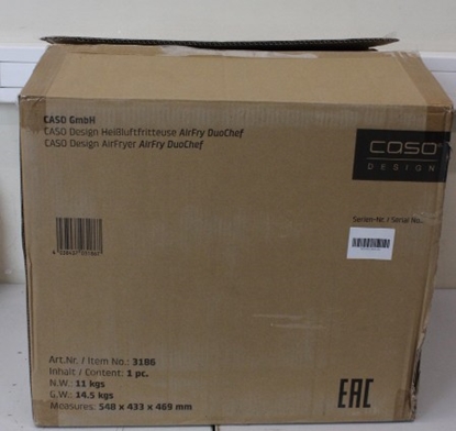 Attēls no SALE OUT. Caso 03186 Air Fryer Duo Chef, Total capacity 14L, 2200W, Black | Caso Air Fryer | DuoChef | Power 2200 W | Capacity 14 L | Black | UNPACKED, DAMAGED PACKAGING, SCRATCHED ON CORPUS, DENT ON FRONT | 24 month(s)