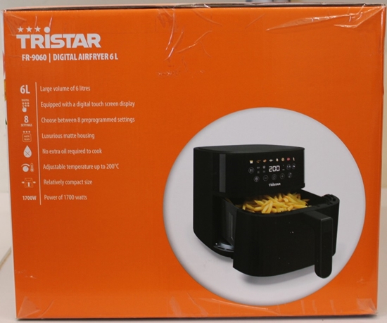 Picture of SALE OUT. Tristar FR-9060 Digital Airfryer, 6 L, Digital LED touchscreen, 1700 W, Black | Tristar Digital Airfryer | FR-9060 | Power 1700 W | Capacity 6 L | Black | Hot air technology | DAMAGED PACKAGING