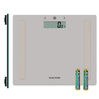 Picture of Salter 9113 GFEU12  Compact Glass Analyser Bathroom Scales, Grey