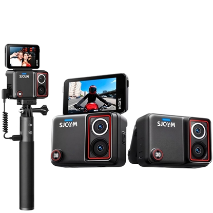 Изображение SJCAM SJ30 divu objektīvu 8K kamera ar grozāmu ekrānu 2,51 collas, 48 ​​MP, 7 stundas + selfiju nūja + aksesuāri