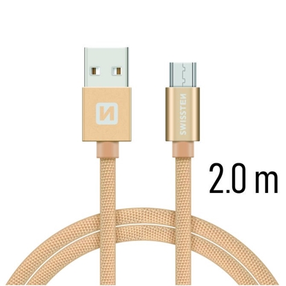Picture of Swissten Textile Quick Charge Universal Micro USB Data and Charging Cable 2m