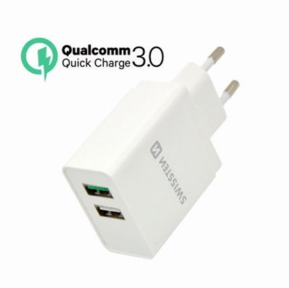 Picture of Swissten Travel Charger Qualcomm 3.0 Quick Charge + Smart IC with 2x USB 30W Power