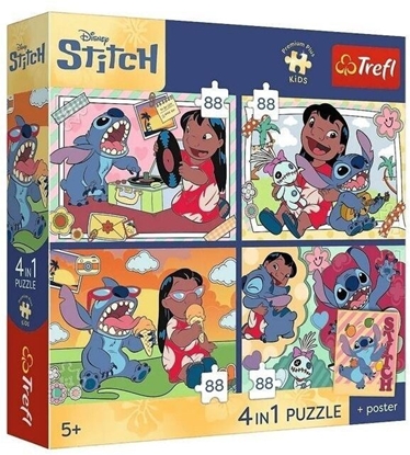 Attēls no Trefl PUZZLE 4W1 TREFL PREMIUM KOSMICZNY STITCH PUD8