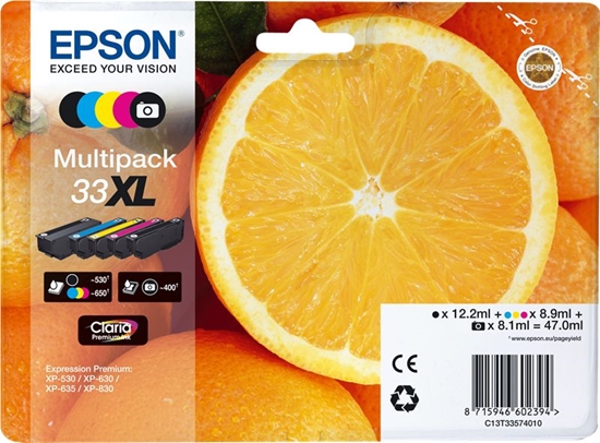 Изображение Tusz Epson 33XL (Black,Photo Black,Cyan, Magenta, Yellow)