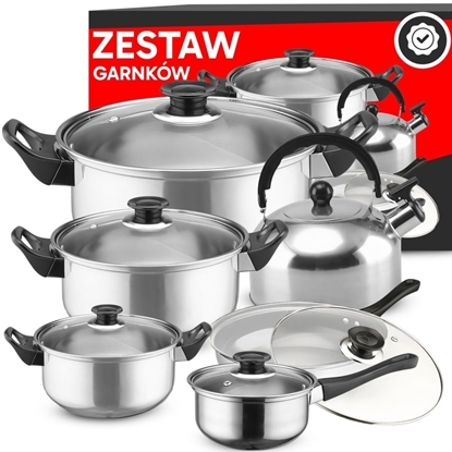 Picture of Zestaw garnków kuchennych z pokrywkami czajnikiem patelni GAZ INDUKCJA - 11 el. RETOO