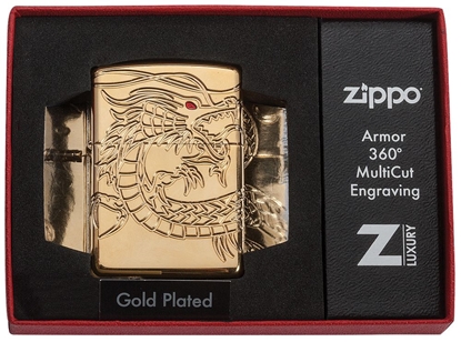 Изображение Zippo Lighter 29265 Armor® gold plated Asian Dragon