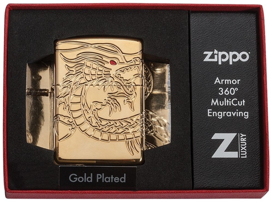 Picture of Zippo Lighter 29265 Armor® gold plated Asian Dragon