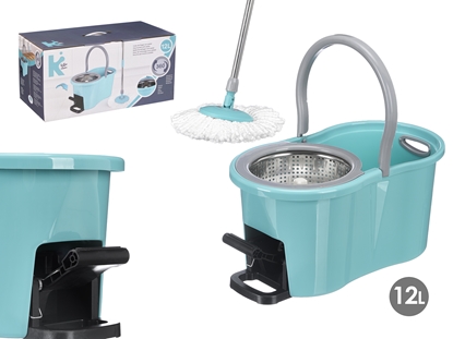 Изображение 12-liter bucket with rotating metal mop and foot pedal, 23x47x25.5 cm, 12301, Kipit