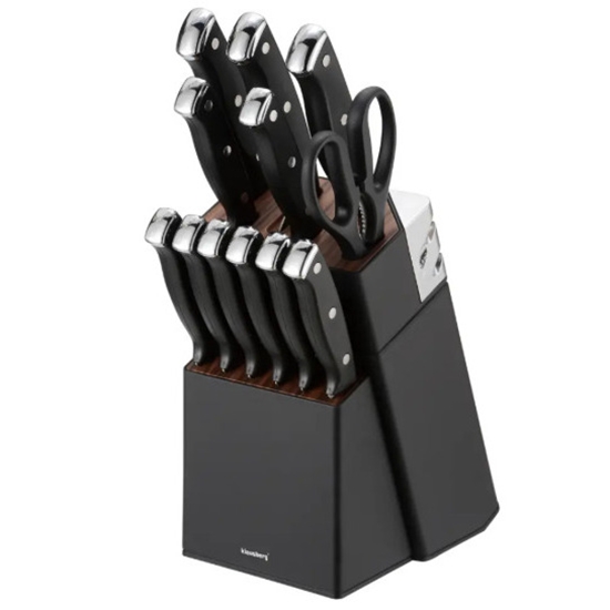 Picture of 13-piece knife set with sharpener and stand, stainless steel, Klausberg, KB 7985